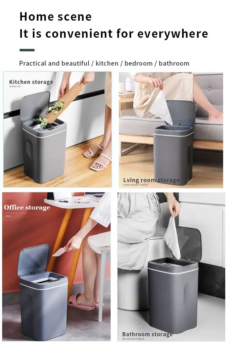 16L Automatic Sensor Trash Can Electric Touchless Smart Bin Kitchen Bathroom Waterproof Bucket Garbage With Lid Home Wastebasket