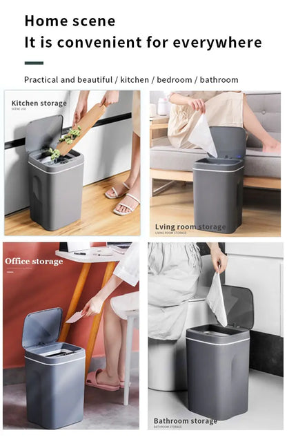 16L Automatic Sensor Trash Can Electric Touchless Smart Bin Kitchen Bathroom Waterproof Bucket Garbage With Lid Home Wastebasket