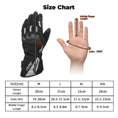 KEMIMOTO Heated Gloves Motorcycle Winter Moto Heated Gloves Warm Waterproof Rechargeable Heating Thermal Gloves For Snowmobile