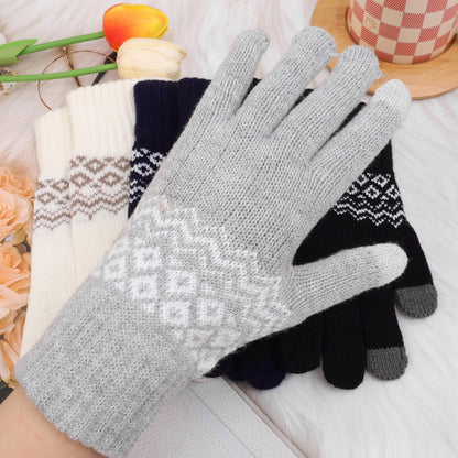 Wool Knitted Winter Gloves Women Men TouchScreen Warm Stretch Mittens Imitation Wool Full Finger Guantes Crochet Luvas Thicken