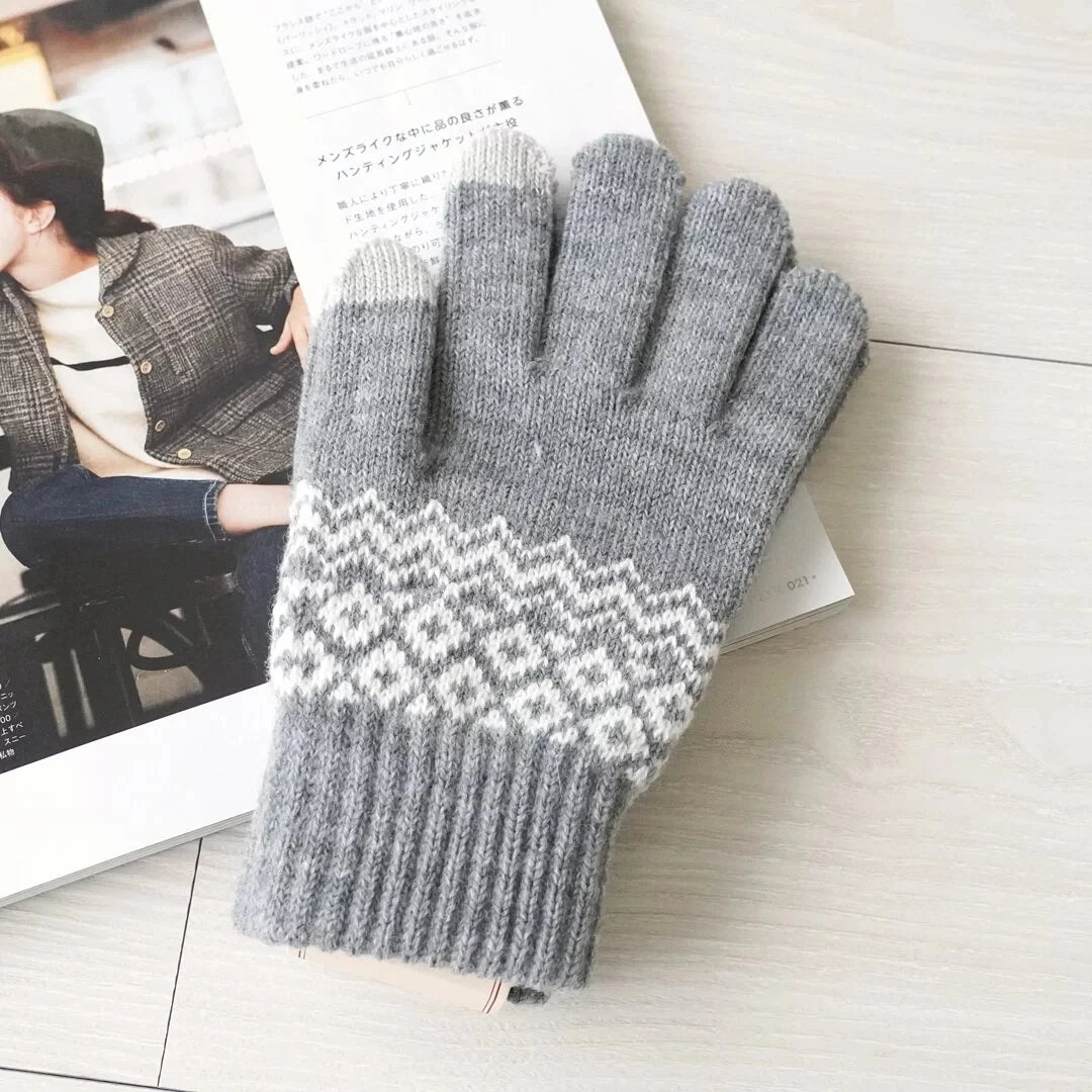 Wool Knitted Winter Gloves Women Men TouchScreen Warm Stretch Mittens Imitation Wool Full Finger Guantes Crochet Luvas Thicken