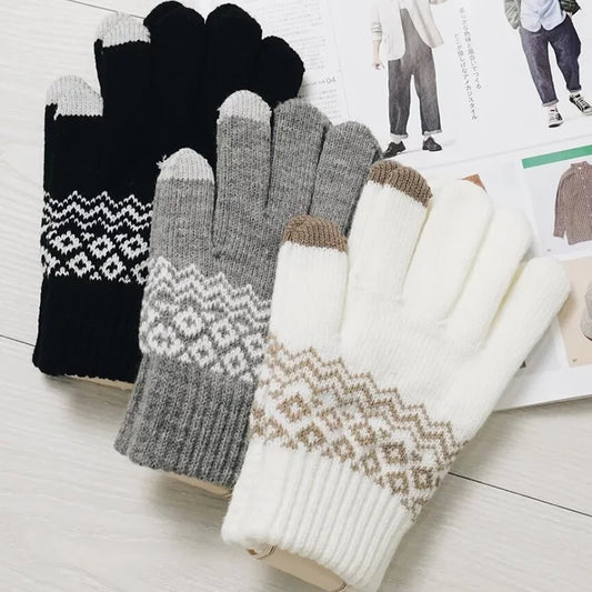 Wool Knitted Winter Gloves Women Men TouchScreen Warm Stretch Mittens Imitation Wool Full Finger Guantes Crochet Luvas Thicken