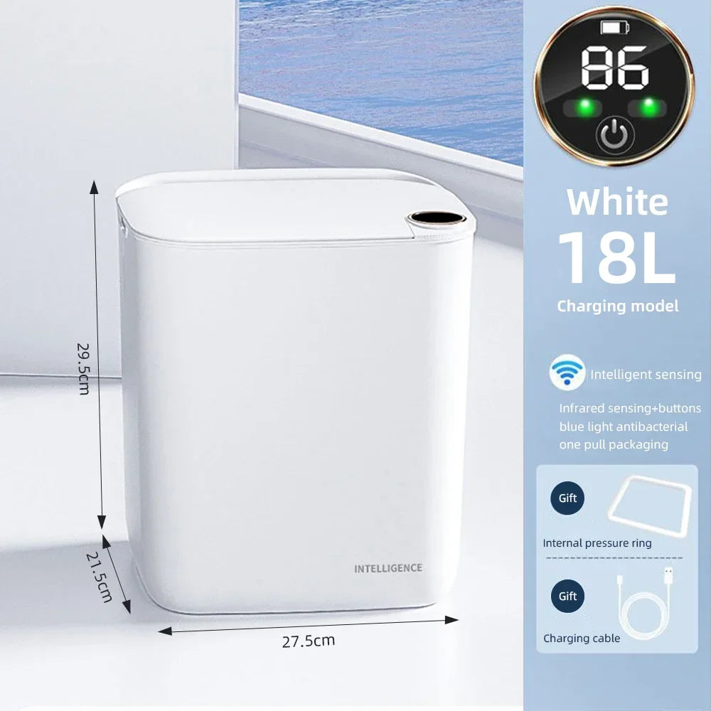 18L Smart Sensing Trash Can Smart Sensor Trash Bin with Display Type-C Recharging Automatic Wastebin Kitchen Toilet Wastebasket