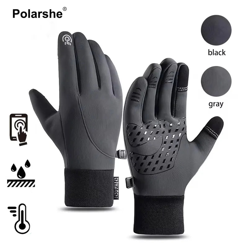 Men's Waterproof Winter Gloves - Touchscreen, Warm Plus Velvet Lining, Motorcycle, Sports, Running, and Ski Gloves