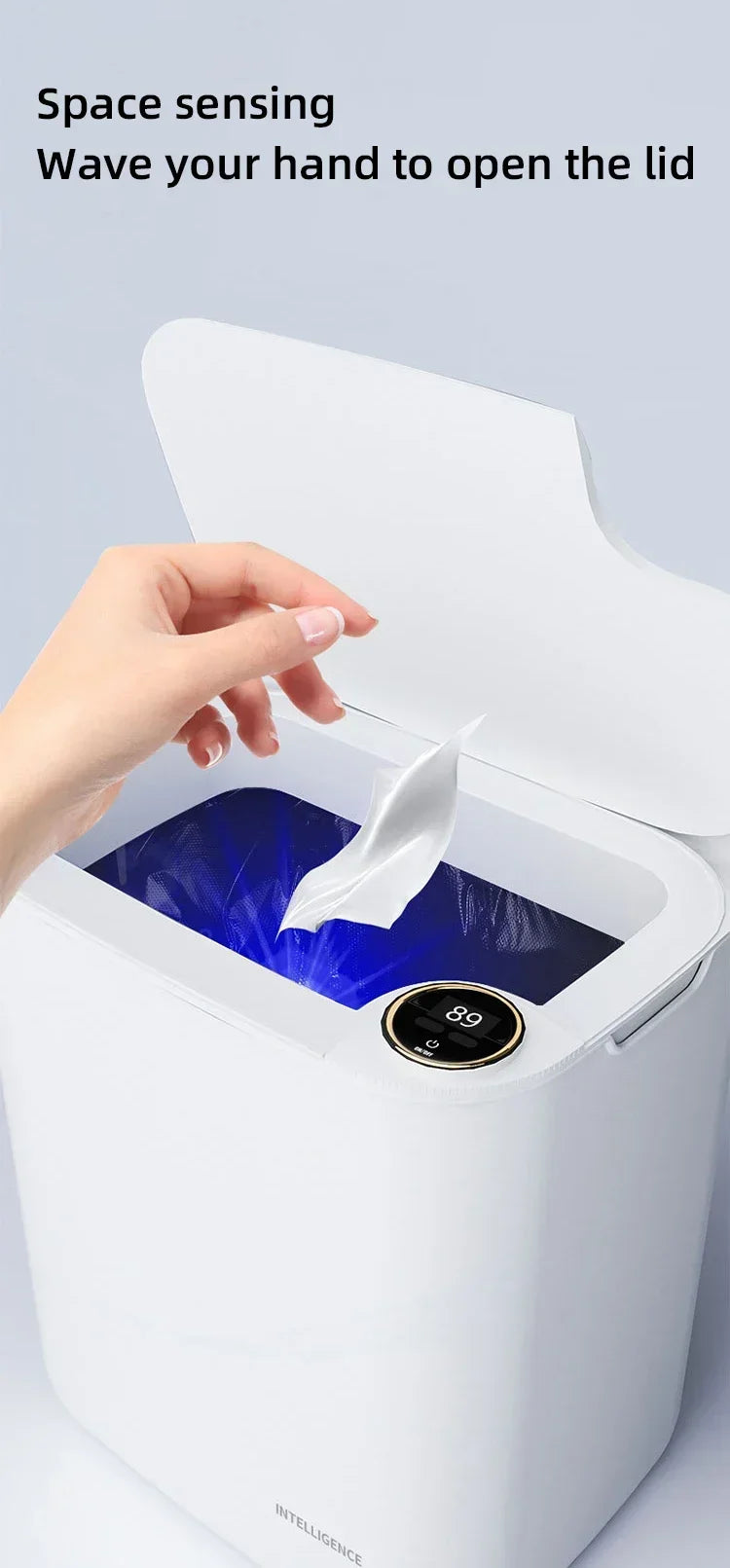 18L Smart Sensing Trash Can Smart Sensor Trash Bin with Display Type-C Recharging Automatic Wastebin Kitchen Toilet Wastebasket