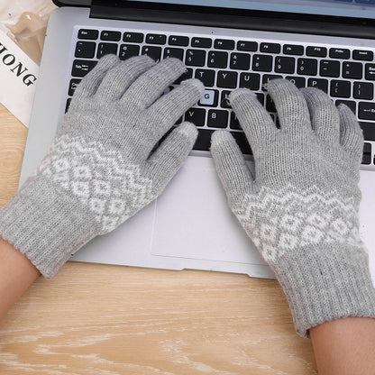 Wool Knitted Winter Gloves Women Men TouchScreen Warm Stretch Mittens Imitation Wool Full Finger Guantes Crochet Luvas Thicken