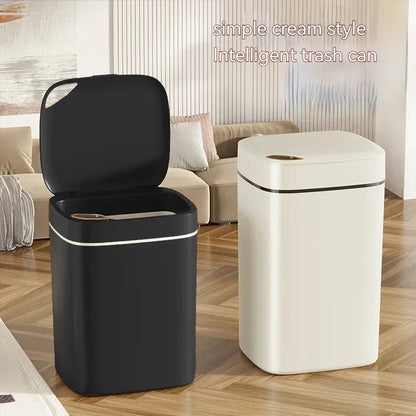 16L Smart Trash Can Automatic Sensor Trash Can Indoor Bathroom Crack Trash Can High Looking Anti-odor Household Products