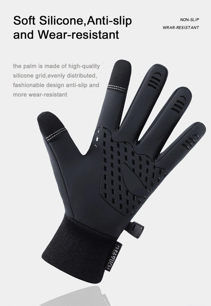 Men's Waterproof Winter Gloves - Touchscreen, Warm Plus Velvet Lining, Motorcycle, Sports, Running, and Ski Gloves