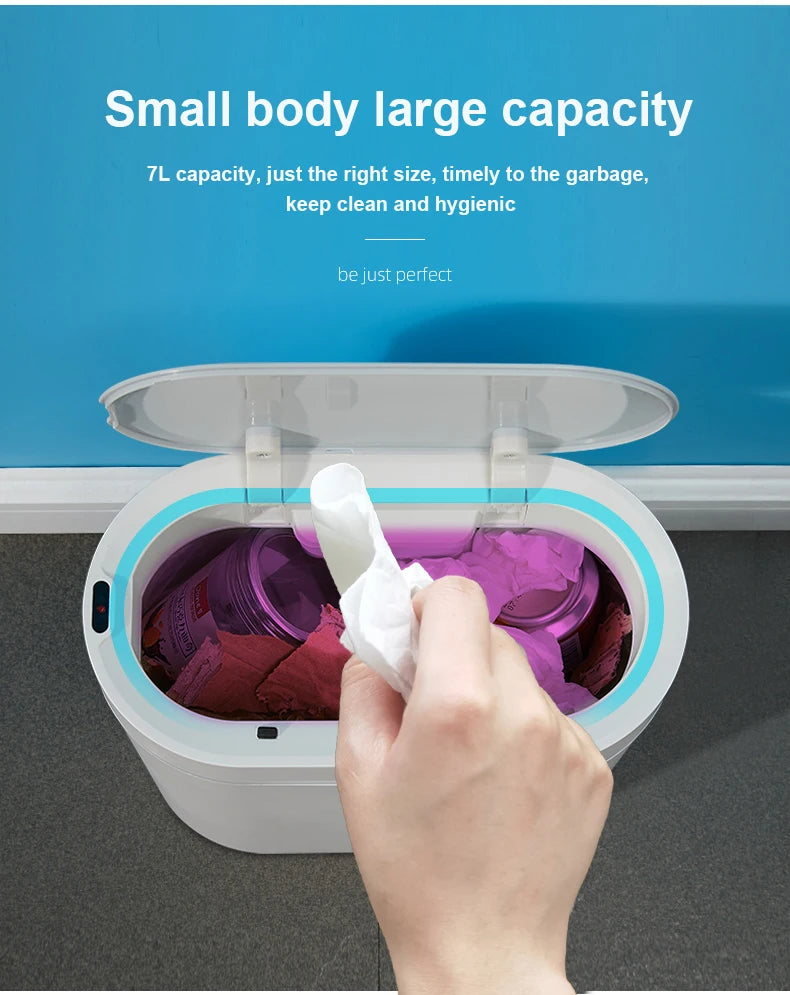 Smart Trash Can Narrow 7/9L Waterpoof Bathroom Toilet Garbage Bin Kitchen Baskets Dustbin Automatic Sensor Trash Can Wastebasket