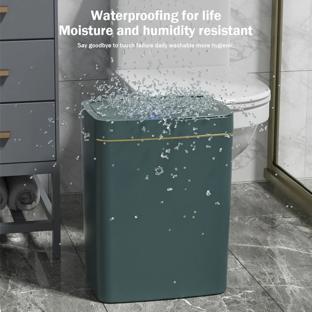 15/18L Smart Sensor Trash Can Waterproof Intelligent Touchless Trash Can Quiet Auto Motion Sensor Rubbish for Kitchen Bathroom