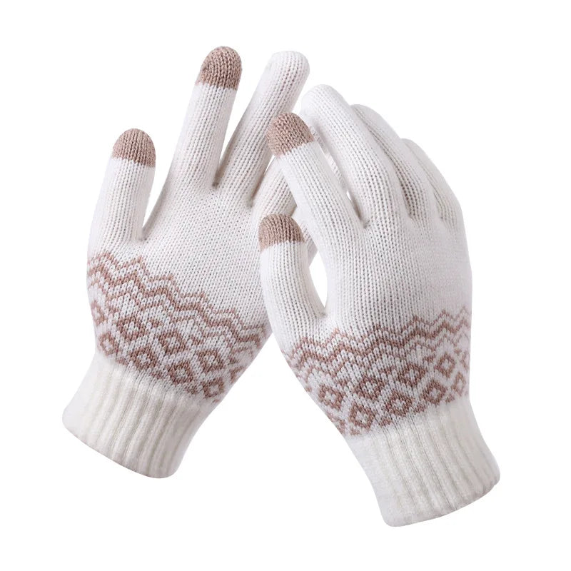 Wool Knitted Winter Gloves Women Men TouchScreen Warm Stretch Mittens Imitation Wool Full Finger Guantes Crochet Luvas Thicken