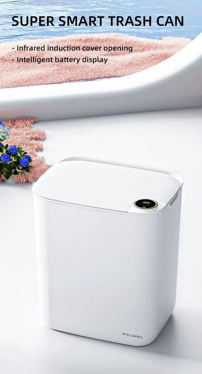 18L Smart Sensing Trash Can Smart Sensor Trash Bin with Display Type-C Recharging Automatic Wastebin Kitchen Toilet Wastebasket