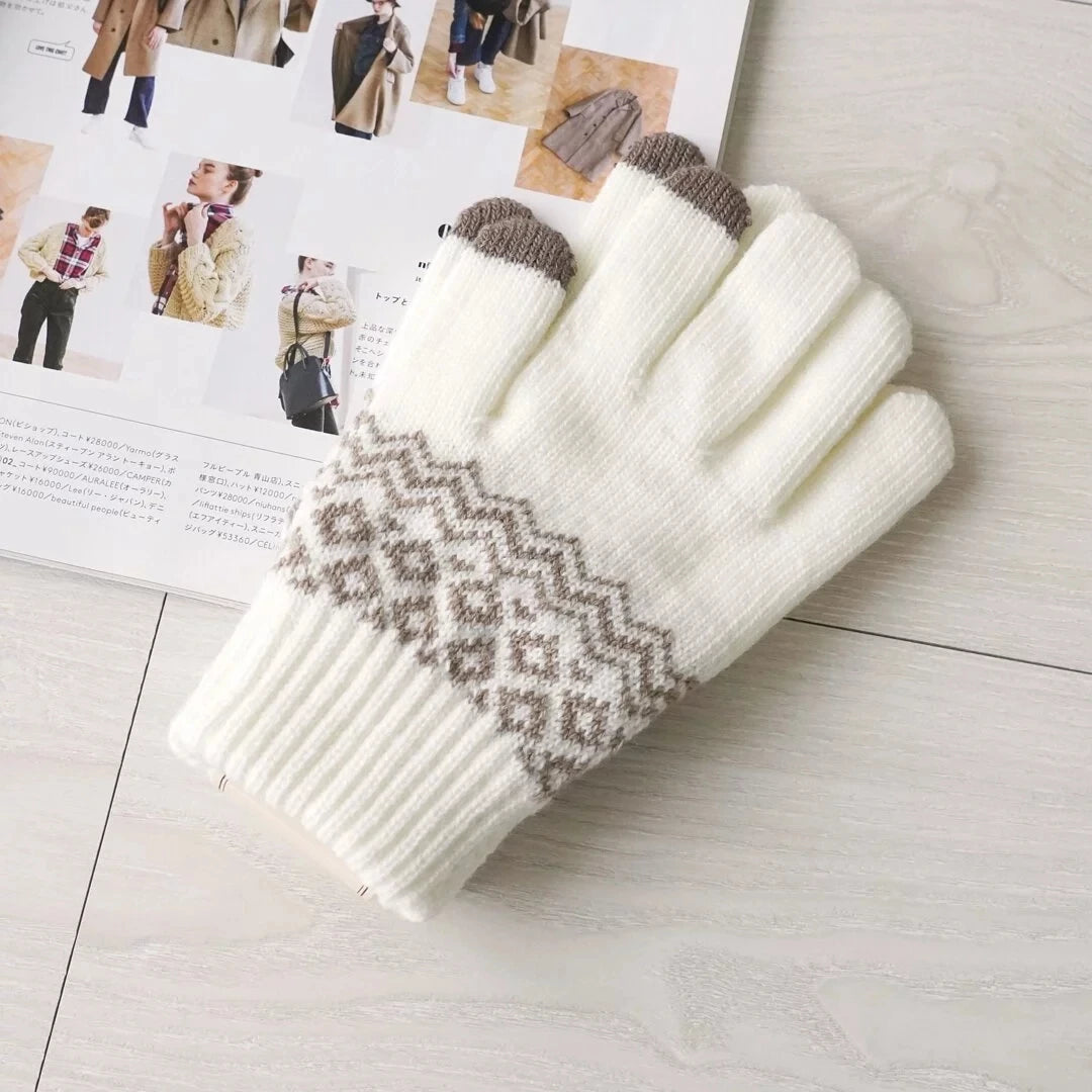 Wool Knitted Winter Gloves Women Men TouchScreen Warm Stretch Mittens Imitation Wool Full Finger Guantes Crochet Luvas Thicken