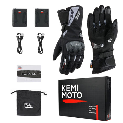 KEMIMOTO Heated Gloves Motorcycle Winter Moto Heated Gloves Warm Waterproof Rechargeable Heating Thermal Gloves For Snowmobile