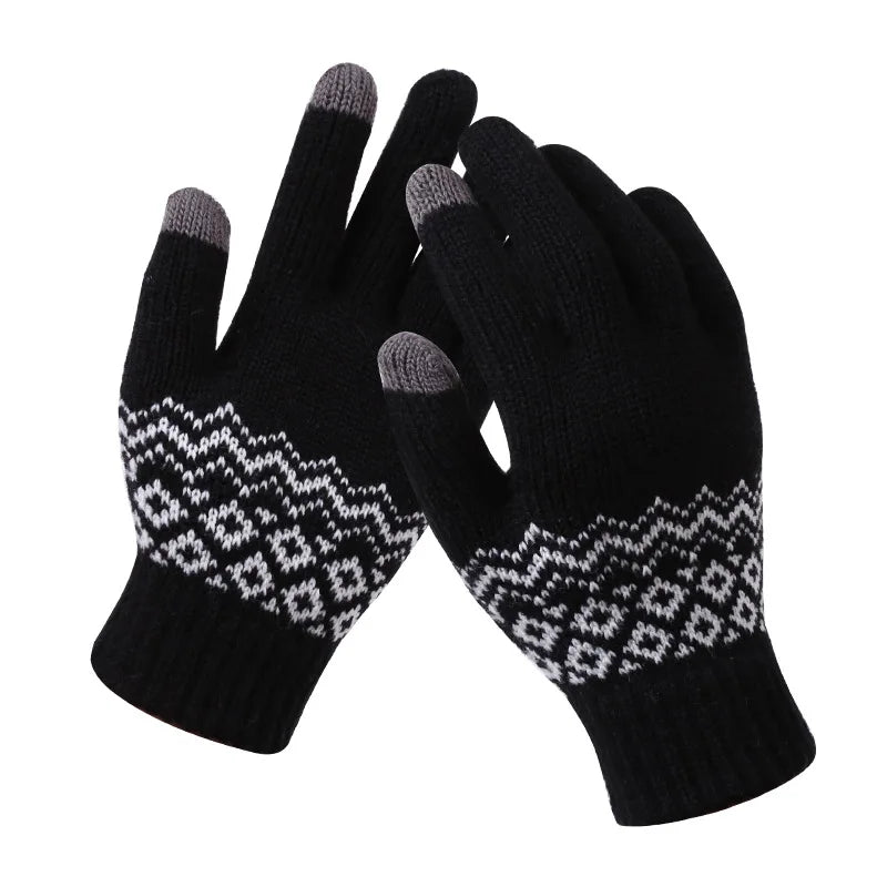 Wool Knitted Winter Gloves Women Men TouchScreen Warm Stretch Mittens Imitation Wool Full Finger Guantes Crochet Luvas Thicken