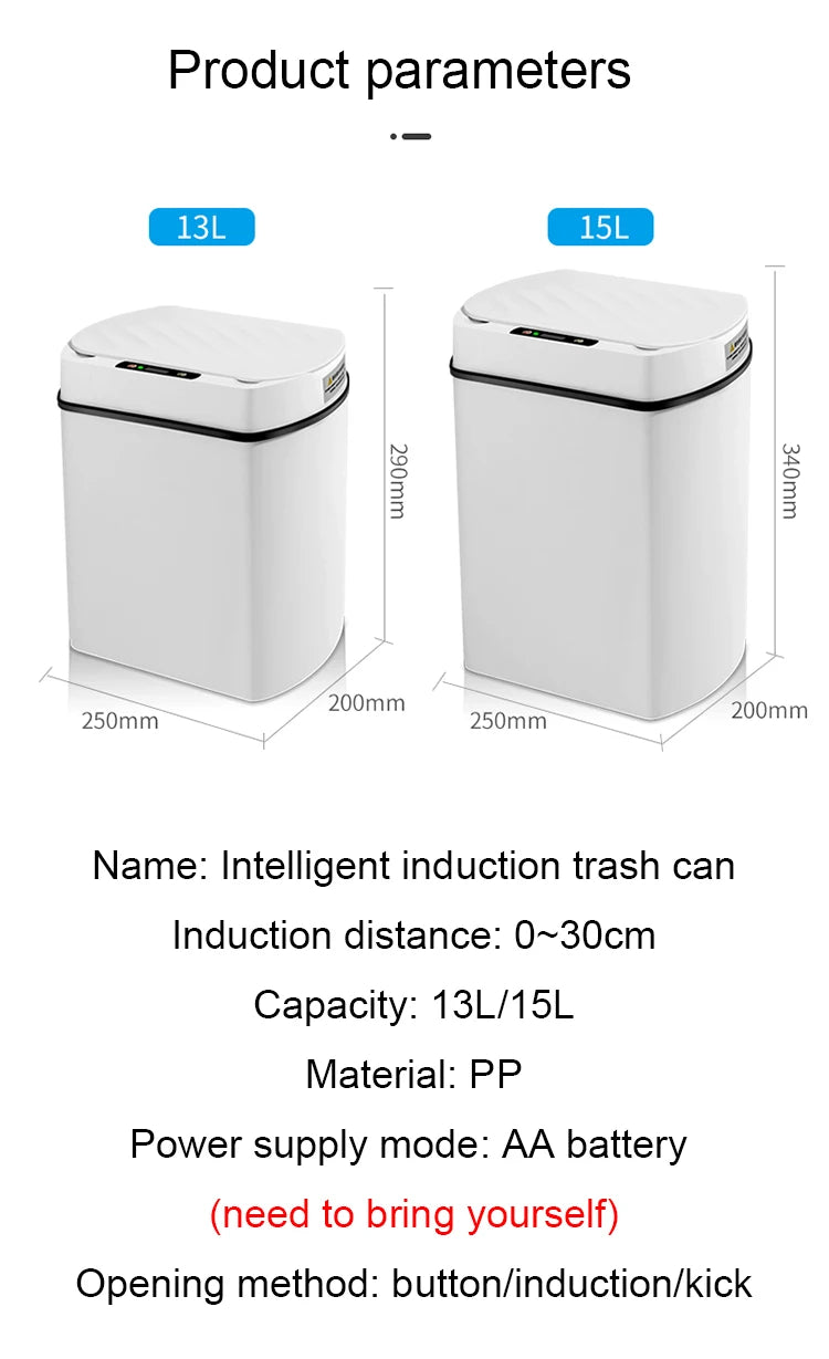 Smart trash can for kitchen House Smart home Dustbin Wastebasket Bathroom automatic sensor trash can garbage bin cleaning tools