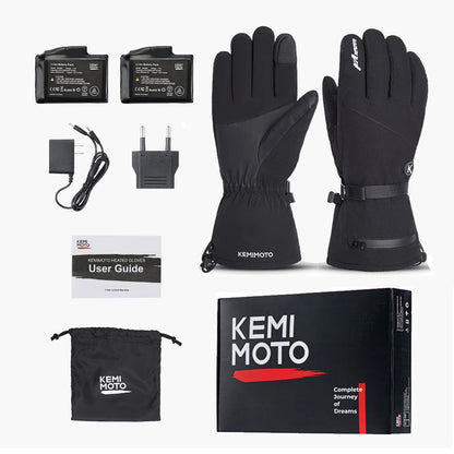 KEMIMOTO Heated Gloves Motorcycle Winter Moto Heated Gloves Warm Waterproof Rechargeable Heating Thermal Gloves For Snowmobile