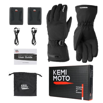 KEMIMOTO Heated Gloves Motorcycle Winter Moto Heated Gloves Warm Waterproof Rechargeable Heating Thermal Gloves For Snowmobile