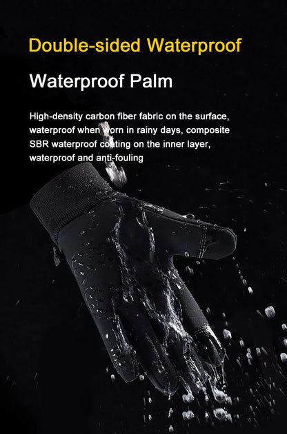 Men's Waterproof Winter Gloves - Touchscreen, Warm Plus Velvet Lining, Motorcycle, Sports, Running, and Ski Gloves