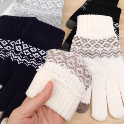 Wool Knitted Winter Gloves Women Men TouchScreen Warm Stretch Mittens Imitation Wool Full Finger Guantes Crochet Luvas Thicken