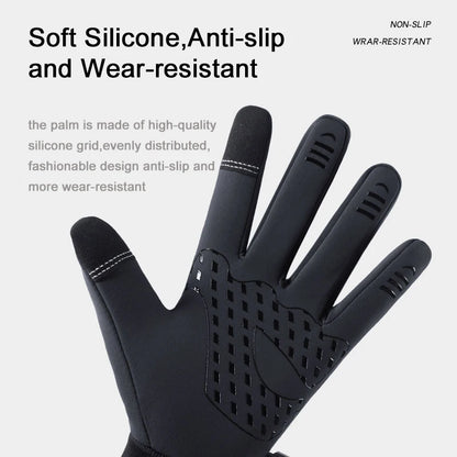 Men's Waterproof Winter Gloves - Touchscreen, Warm Plus Velvet Lining, Motorcycle, Sports, Running, and Ski Gloves