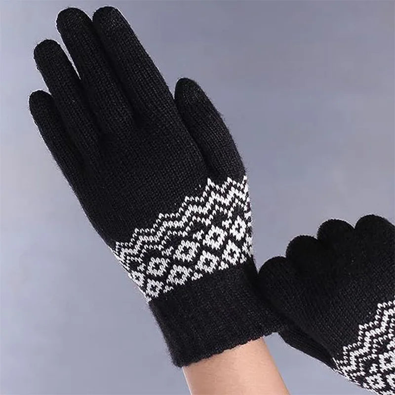 Wool Knitted Winter Gloves Women Men TouchScreen Warm Stretch Mittens Imitation Wool Full Finger Guantes Crochet Luvas Thicken